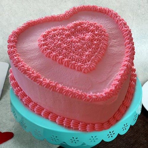 Pink Heart Strawberry Cake Delivery in Faridabad