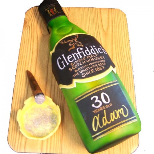 Glenfiddich Scotch Bottle Fondant Cake Delivery in Faridabad