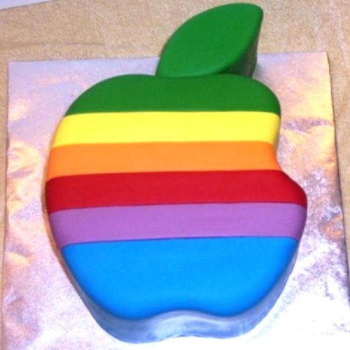 Rainbow Apple Shape Fondant Cake Delivery in Faridabad
