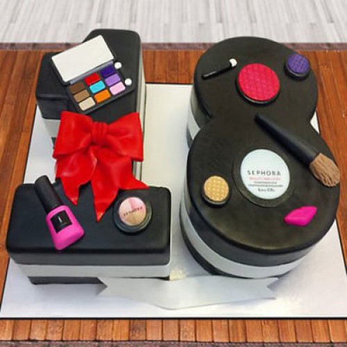 Makeup Numeric Fondant Cake Delivery in Faridabad