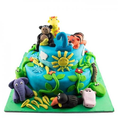 Animal Theme First Birthday Cake Delivery in Faridabad