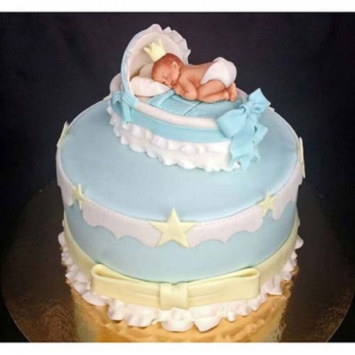 Baby in The Crib Fondant Cake Delivery in Faridabad