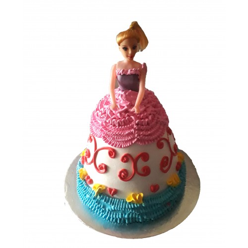 Blue & Pink Barbie Doll Cake Delivery in Faridabad