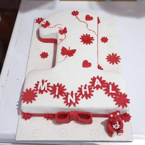 One Number Shape Fondant Cake Delivery in Faridabad