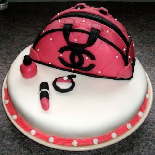 Chanel Bag Themed Fondant Cake Delivery in Faridabad