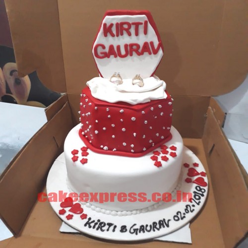 Engagement Ring Ceremony Fondant Cake Delivery in Faridabad