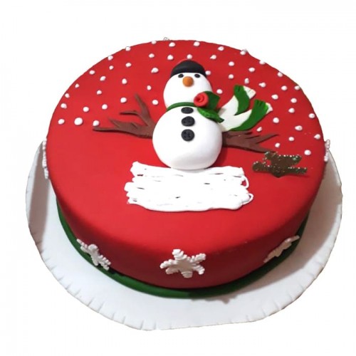 Snowman Christmas Fondant Cake Delivery in Faridabad