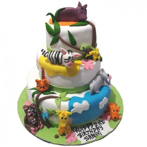 Jungle Themed Customized Fondant Cake Delivery in Faridabad