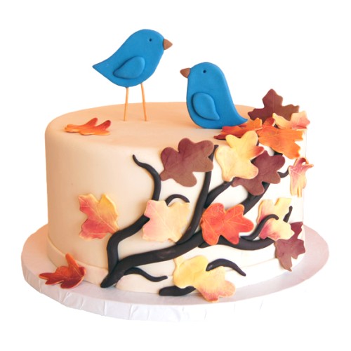 Fall Birds Fondant Cake Delivery in Faridabad