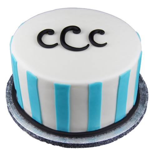 Monogram Stripes Fondant Cake Delivery in Faridabad