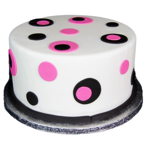 Pink Black Polka Dot Fondant Cake Delivery in Faridabad