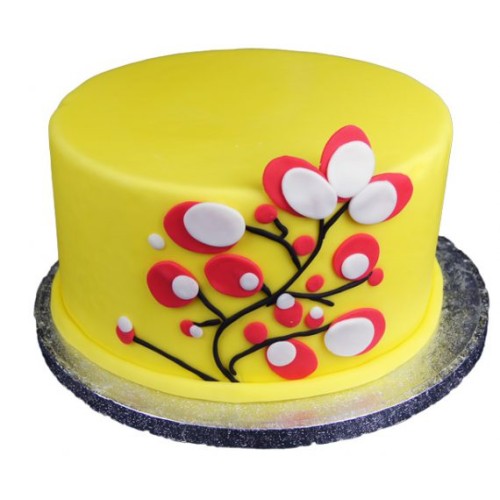 Yellow Flowering Tree Fondant Cake Delivery in Faridabad