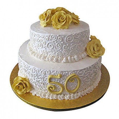 2 Tier Anniversary Pineapple Cake Delivery in Faridabad