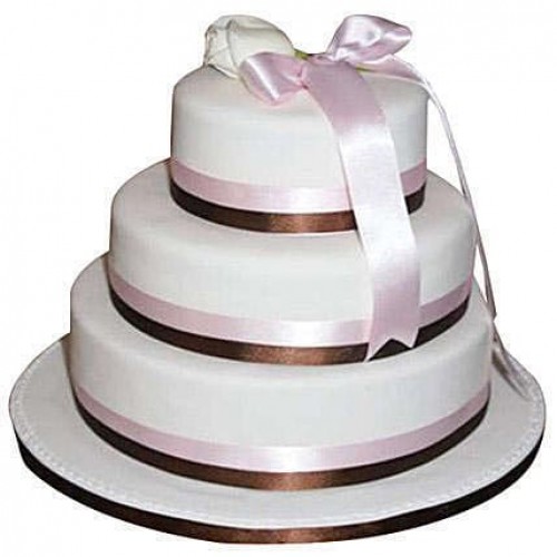 3 Tier White Fondant Chocolate Cake Delivery in Faridabad