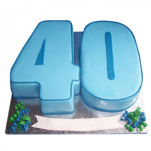 40 Number Blue Fondant Cake Delivery in Faridabad