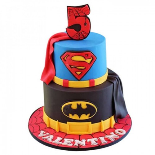 Batman & Superman Fondant Cake Delivery in Faridabad