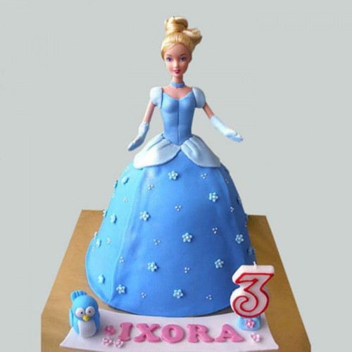 Blue Fondant Barbie Cake Delivery in Faridabad