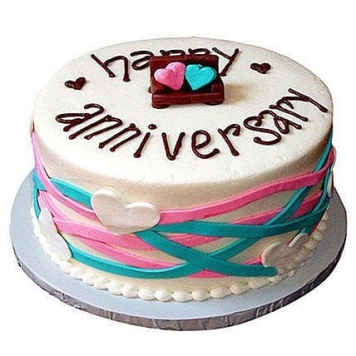 Colorful Anniversary Fondant Cake Delivery in Faridabad