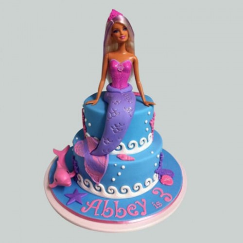 Cute Mermaid Barbie Fondant Cake Delivery in Faridabad