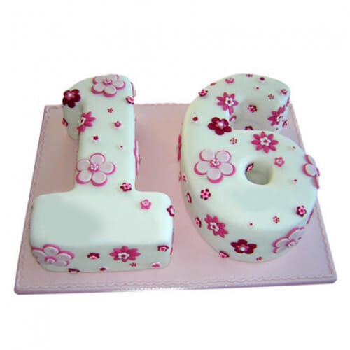 Floral Sweet Sixteen Fondant Cake Delivery in Faridabad