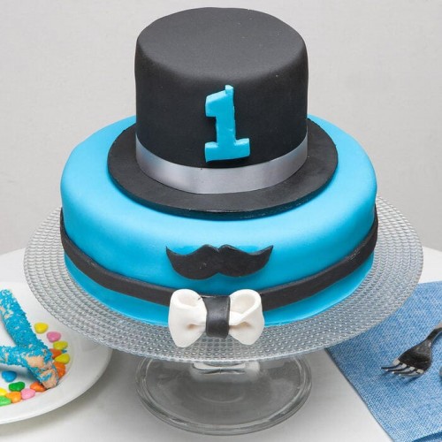 Moustache And Hat Fondant Cake Delivery in Faridabad