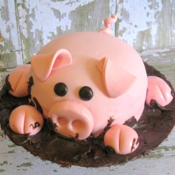 Pig Shape Fondant Cake Pig Shape Fondant Cake