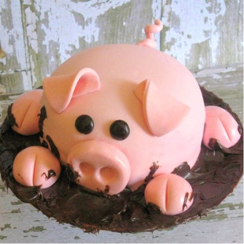 Pig Shape Fondant Cake Delivery in Faridabad