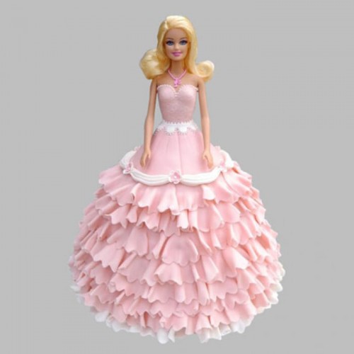Pink Floral Barbie Fondant Cake Delivery in Faridabad