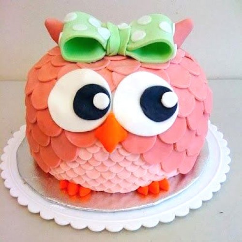 Pink Owl Birthday Cake Delivery in Faridabad