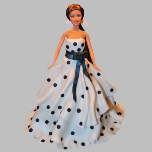 Polka Dots Dress Barbie Fondant Cake Delivery in Faridabad