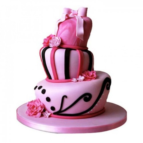 Stunning Pink Wedding Fondant Cake Delivery in Faridabad