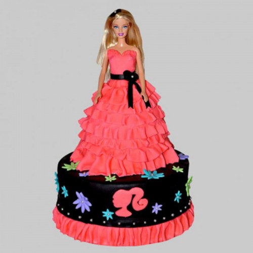 Wavy Dress Barbie Fondant Cake Delivery in Faridabad