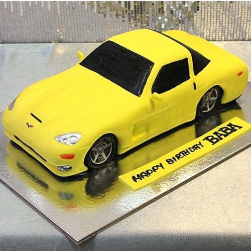 Yellow Customized Car Fondant Cake Delivery in Faridabad