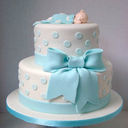 2 Tier Baby Shower Designer Fondant Cake Delivery in Faridabad