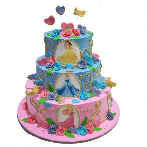 2 Tier Disney Princess Cream Cake Delivery in Faridabad