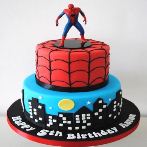 2 Tier Spiderman Fondant Cake Delivery in Faridabad