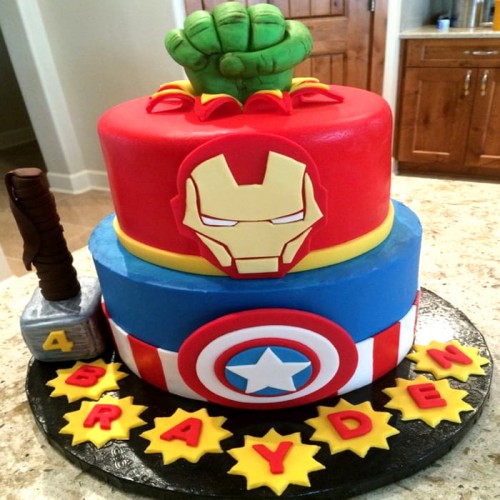 2 Tier Superhero Avengers Theme Cake Delivery in Faridabad
