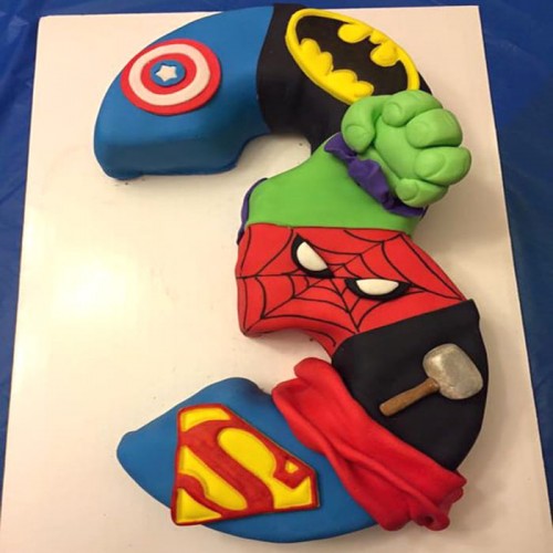 3 Number Avengers Fondant Cake Delivery in Faridabad