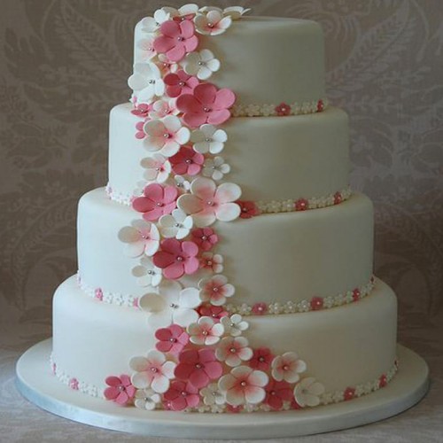 4 Tier Floral Wedding Fondant Cake Delivery in Faridabad