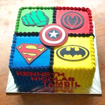 Avengers Square Cream Cake Avengers Square Cream Cake