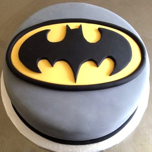 Batman Logo Fondant Cake Delivery in Faridabad