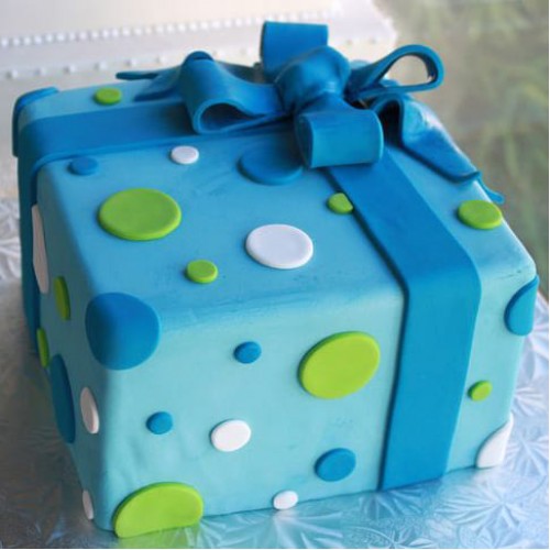 Blue Gifts Box Fondant Cake Delivery in Faridabad