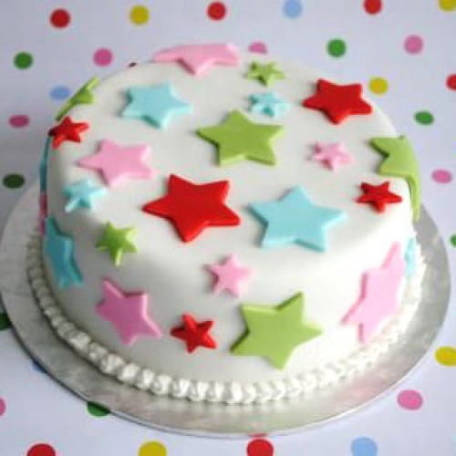 Colorful Stars Fondant Cake Delivery in Faridabad