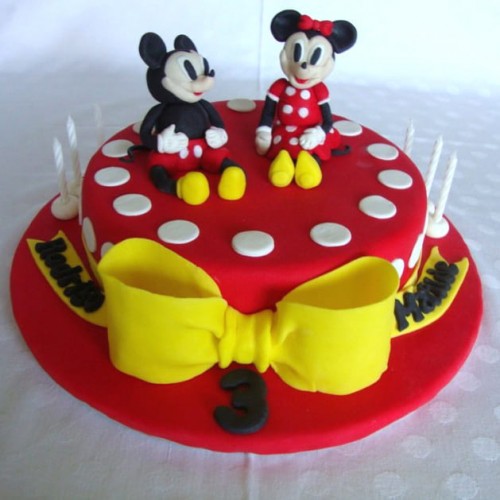 Mickey & Minnie Mouse Fondant Cake Delivery in Faridabad