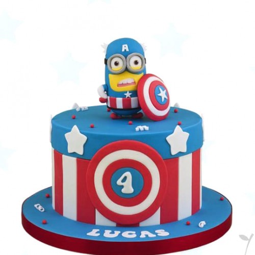 Minion As Captain America Fondant Cake Delivery in Faridabad