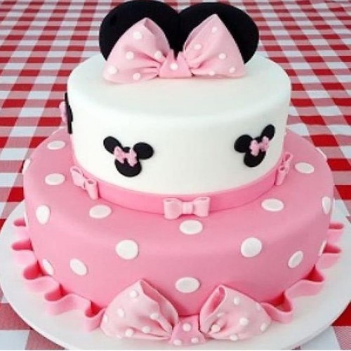 Minnie Mouse Pink & White Fondant Cake Delivery in Faridabad