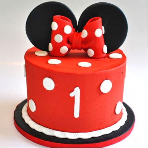 Minnie Mouse Red Fondant Cake Delivery in Faridabad