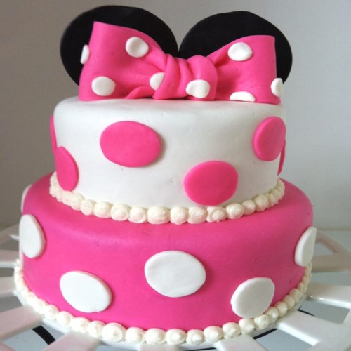 Minnie Mouse Theme 2 Tier Cake Delivery in Faridabad