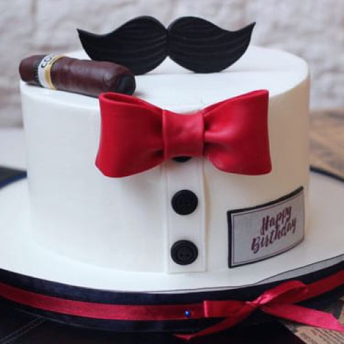 Mustache & Bow Tie Cake Delivery in Faridabad