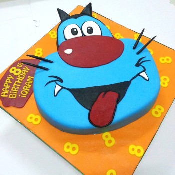 Oggy Face Designer Fondant Cake Oggy Face Designer Fondant Cake